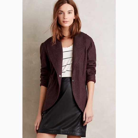 Anthropologie Sweaters - Anthro Lilka maroon fleece cacoon sweater